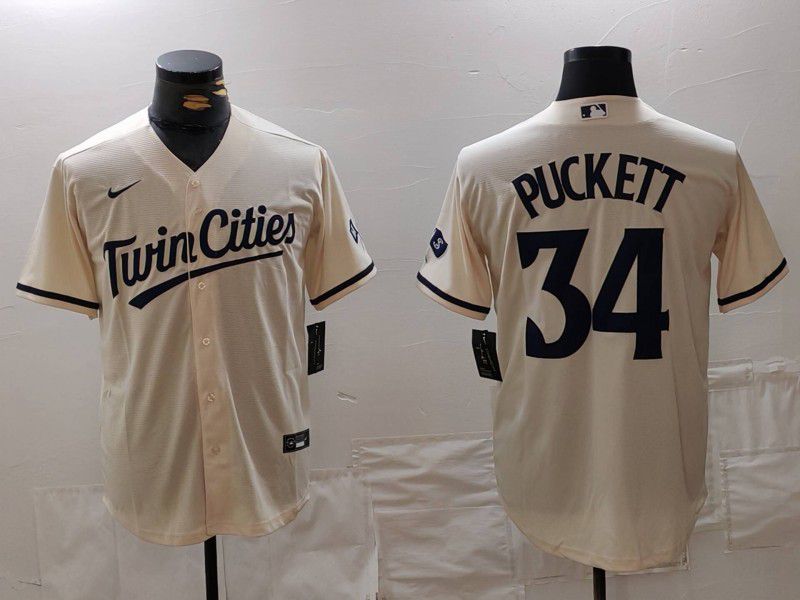 Men Minnesota Twins #34 Puckett Cream Game 2024 Nike MLB Jersey style 1->seattle mariners->MLB Jersey